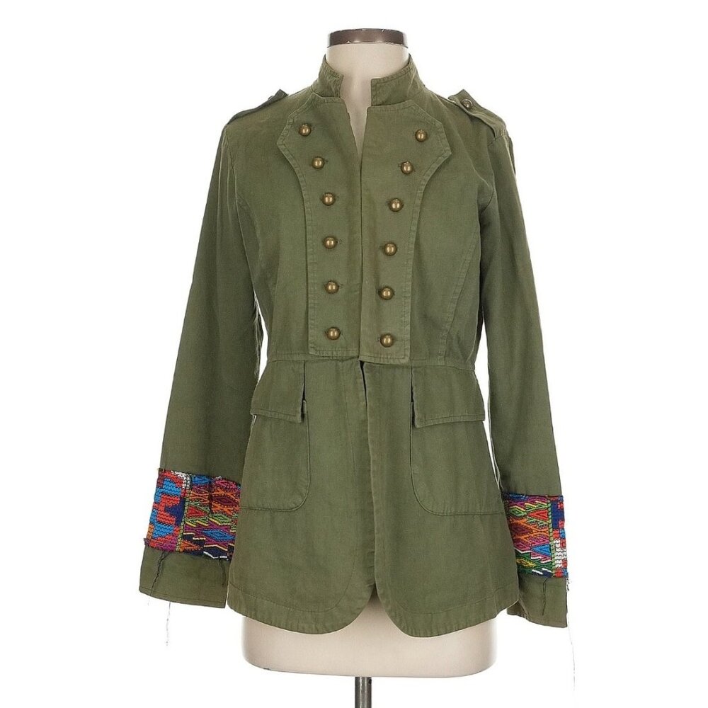 RARE Jen's Pirate Booty Embroidered Boho Military Jacket | Utility Hippie Indie - Picture 2 of 16
